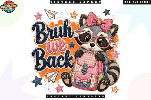Bruh We Back Raccoon Patchwork PNG