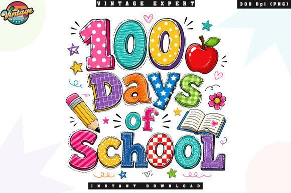 Colorful 100 Days of School Patchwork Design