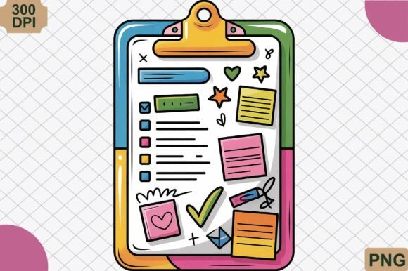 Colorful Clipboard with Notes PNG for Creative Projects