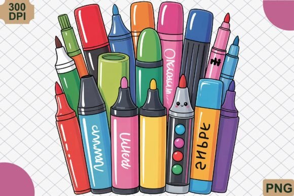 Colorful Markers and Pens PNG for Creative Projects