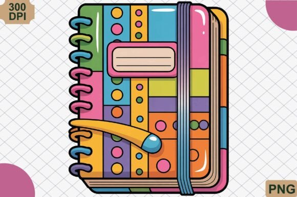 Colorful Notebook PNG: Elevate Your School-Themed Designs