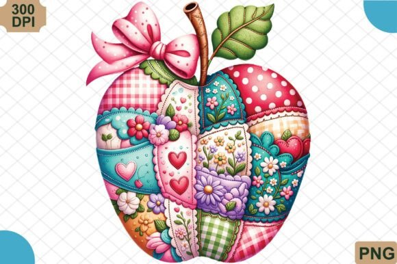 Floral Coquette Apple Patchwork PNG: The Ultimate Digital Asset for Classroom Creativity