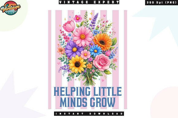Helping Little Minds Grow Floral PNG: A Versatile Digital Asset for Educators and Creators