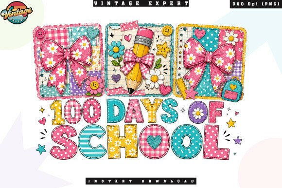 Retro 100 Days of School Patchwork PNG: A Practical Design Asset for Modern Creators