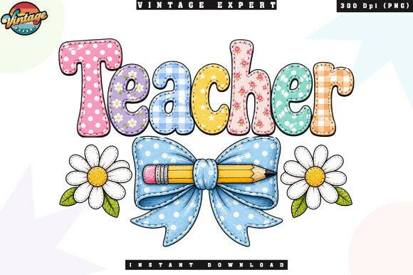 Retro Classroom Teacher Patchwork PNG: A Versatile Design for Modern Creators