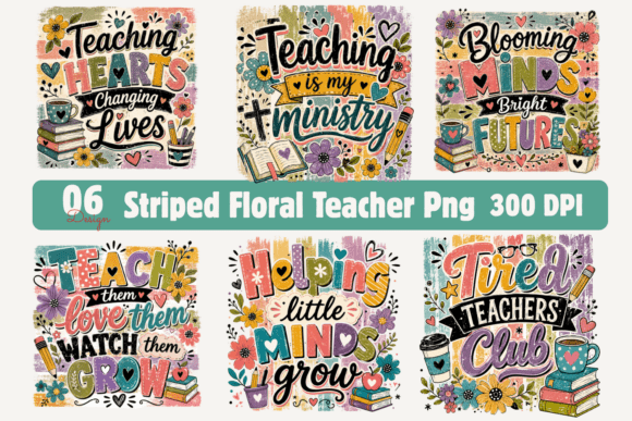 Striped Floral Teacher Png Bundle Evaluation